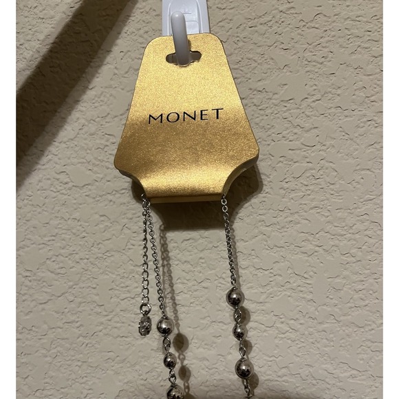 Monet Diamond Cut Beads Silver Color Metal Beaded Necklace‎ 27 Inches New - Picture 11 of 16